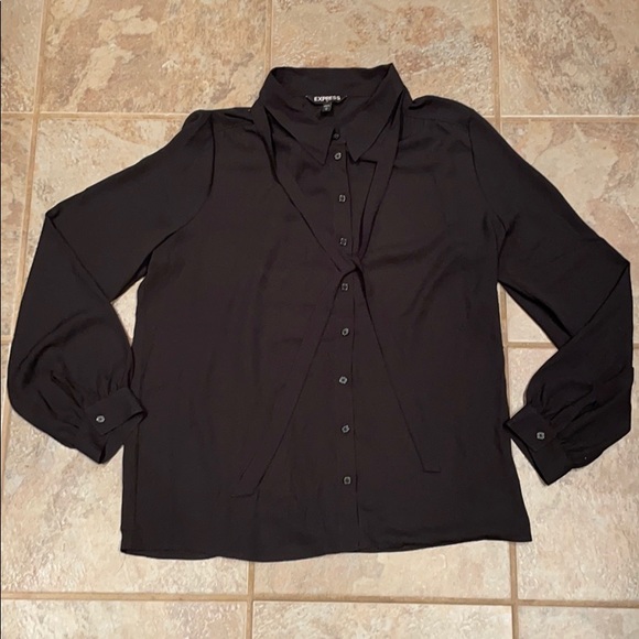 Express Sheer Black Button Down - Picture 1 of 4